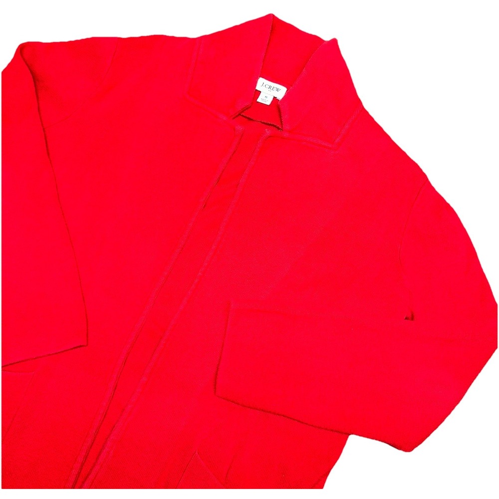 J. Crew Red Holiday Long Open Face Cardigan Sweater 100% Cotton Preppy Women's S